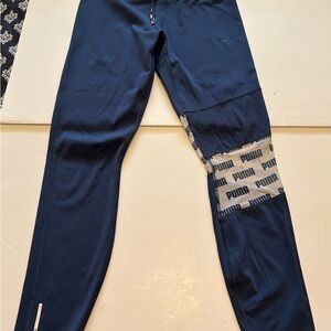 Puma Navy Blue Leggings with Logo Detail